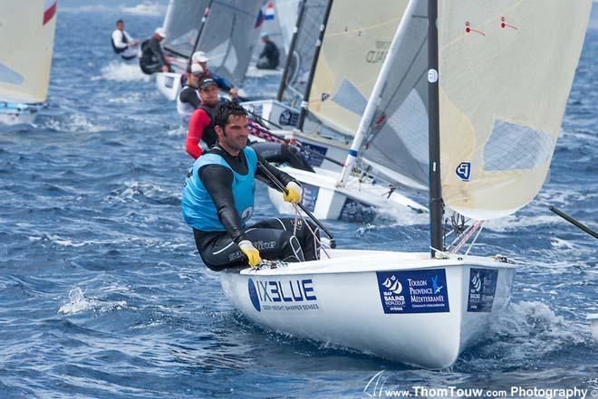 Finn action - 2014 ISAF Sailing World Cup, Hyeres, France - Day 5 © Thom Touw http://www.thomtouw.com